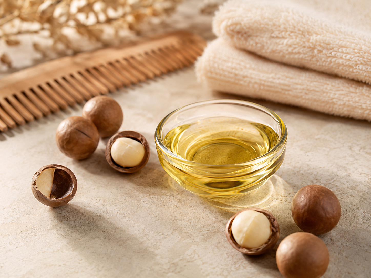 روغن ماکادمیا برای موهای خشک؛ روتین سبک برای ساقه و نوک مو
